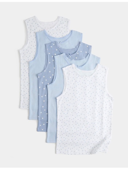 Marks & Spencer Потници със сърца от чист памук, 5 бр. в опаковка (2–14 години) Marks & Spencer лилава