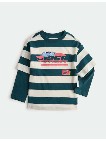 Marks & Spencer Топ с фалшиви ръкави с мотив Hot Wheels™ от чист памук (2–8 години) Marks & Spencer зелена