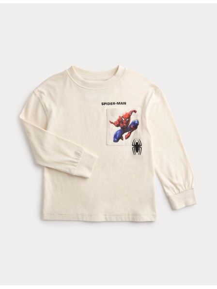 Marks & Spencer Топове от чист памук с принт Spider-Man™ (2–7 години) Marks & Spencer кремава
