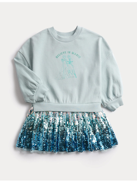 Marks & Spencer Рокля с пайети с мотив Frozen™, с висок процент памук (2–8 години) Marks & Spencer синя