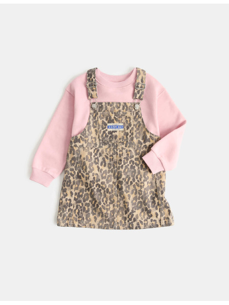 Marks & Spencer Двуделен дънков костюм Leopard Pinny (2–8 години) Marks & Spencer кафяв