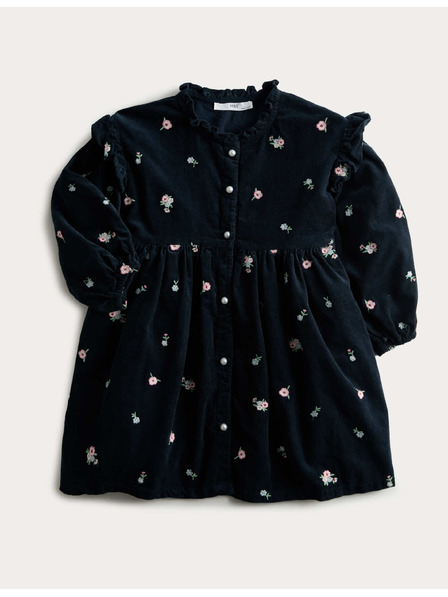 Marks & Spencer Памучна рокля от чист памук с вишивка (1–8 години) Marks & Spencer морско синьо