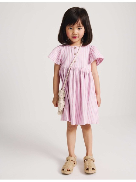 Marks & Spencer Раета рокля от чист памук (2–10 години) Marks & Spencer розова