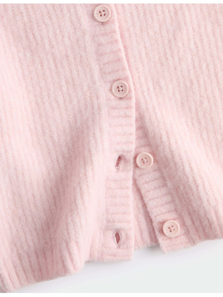 Marks & Spencer Плетен кардиган с вълна (2–8 години) Marks & Spencer розов