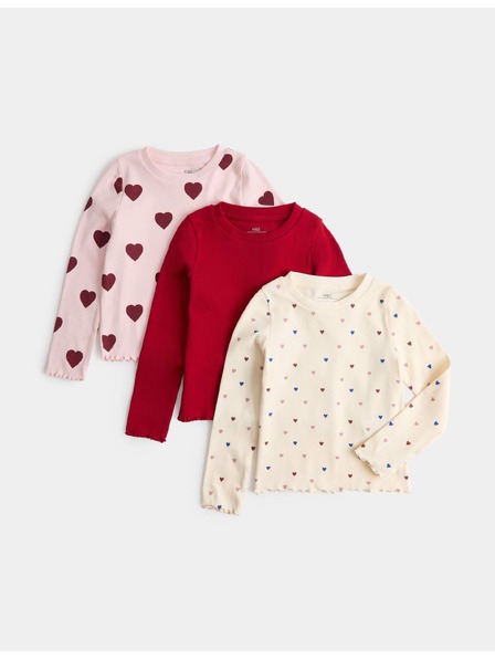 Marks & Spencer Топове със сърчица и висок дял памук (2–10 години), 3 броя Marks & Spencer многоцветен
