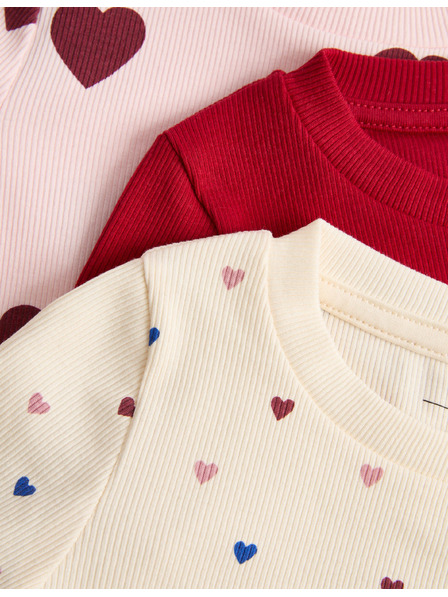Marks & Spencer Топове със сърчица и висок дял памук (2–10 години), 3 броя Marks & Spencer многоцветен