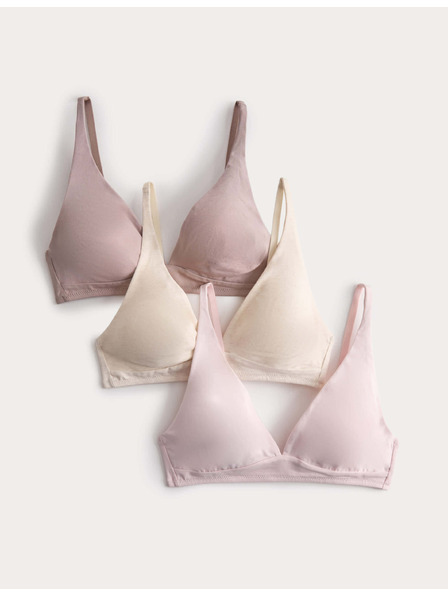 Marks & Spencer Декълтирана сутиен без костици с висок дял памук, размер A–E, 3 броя в пакет Marks & Spencer бежов