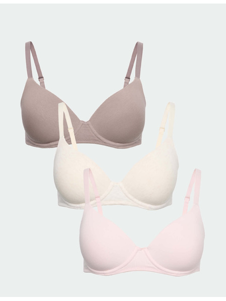 Marks & Spencer Комплект от 3 обикновени сутиена с пълни чашки и подплънки, размер 4, размер 4, с подплънки. A-E Marks & Spencer бежов
