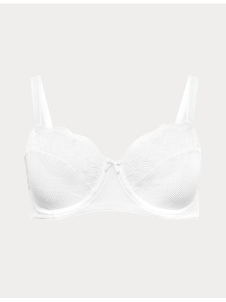 Marks & Spencer Бюстие Jasmine с намаляващ ефект, костици и дантела, размер (C–H) Marks & Spencer бял