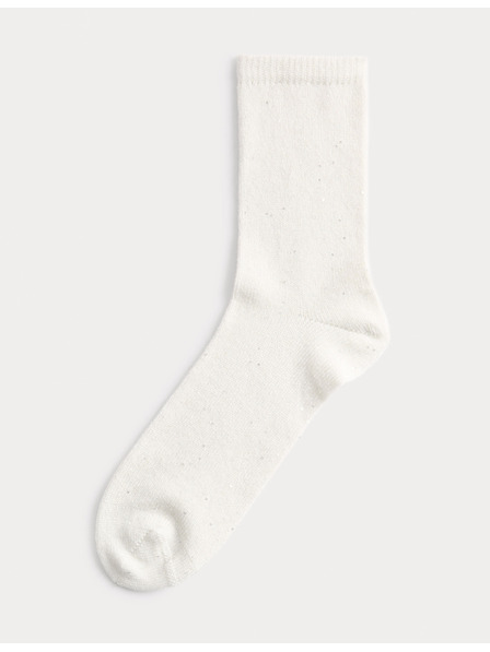 Marks & Spencer Чорапи до глезена с пайети, със съдържание на кашмир Marks & Spencer бял