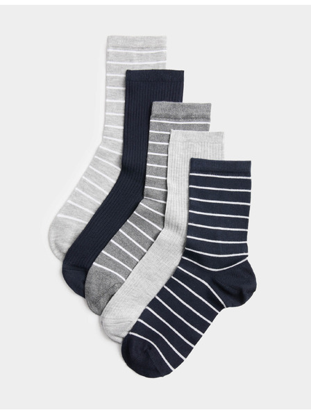 Marks & Spencer 5 броя супер меки райета чорапи Marks & Spencer морско синьо