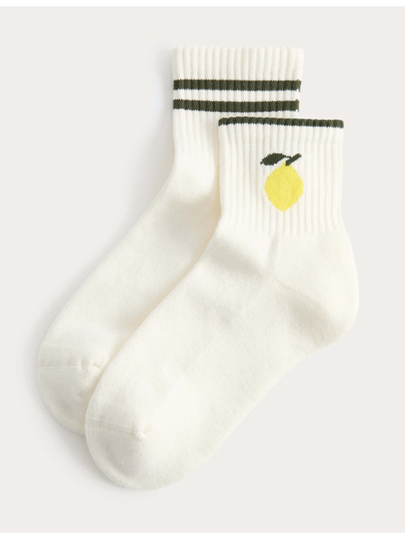 Marks & Spencer Опаковка 2 чифта глезденски чорапи с лимонен мотив и висок дял памук Marks & Spencer бяло