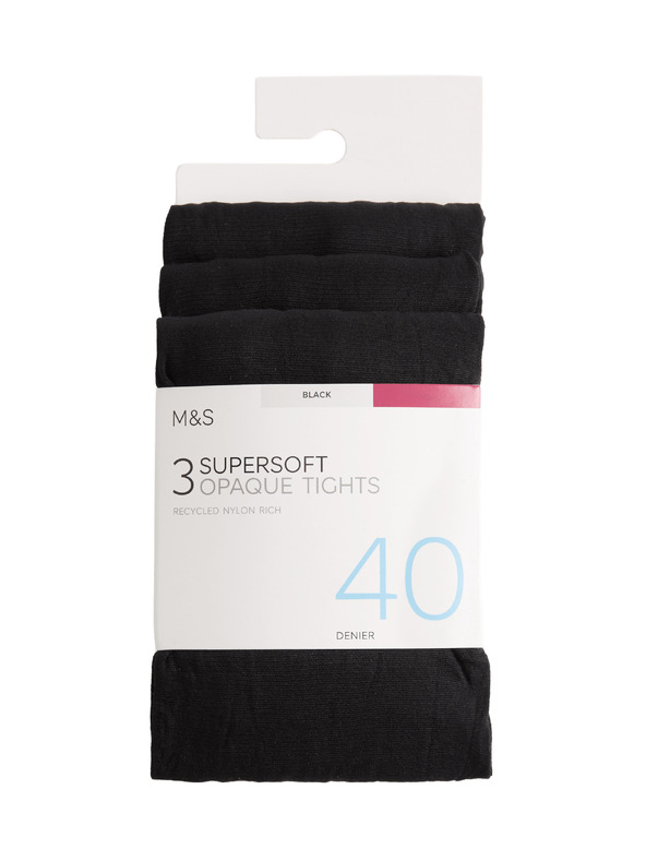 Marks & Spencer Матови екстра фини чорапогащи, 40 денир, 3 чифта Marks & Spencer черен