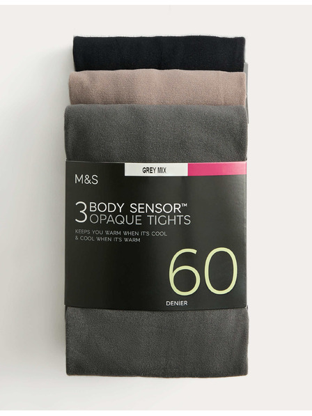 Marks & Spencer Чорапогащи Body Sensor™, 60 DEN, 3 чифта в опаковка Marks & Spencer сив