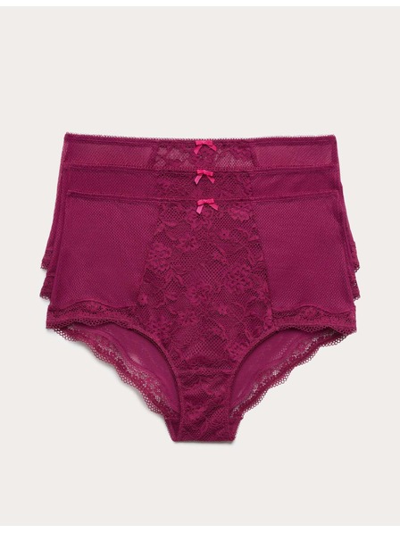 Marks & Spencer Дантелени шорти с висока талия Jasmine, комплект 3 бр. Marks & Spencer розов