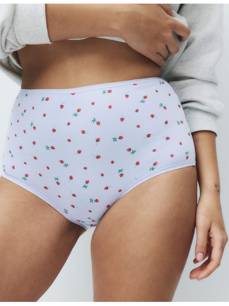 Marks & Spencer Бикини с висока талия и щампа от памук Lycra™, 5 бр. Marks & Spencer син