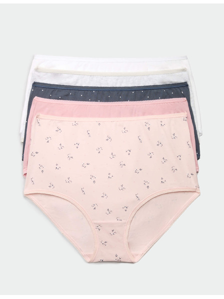 Marks & Spencer Бикини до талията от памук с lycra®, 5 бр. в опаковка Marks & Spencer военноморска синя