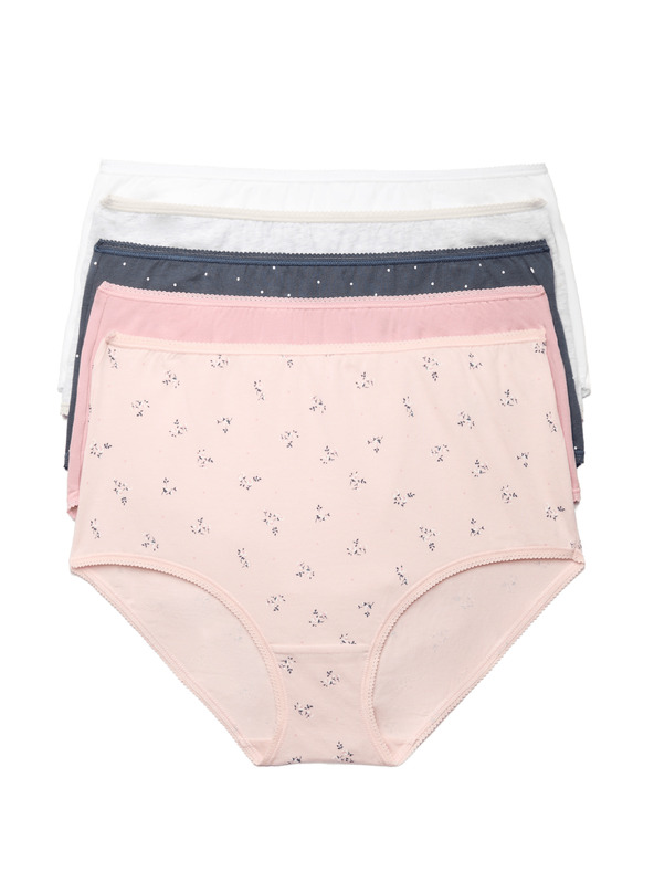 Marks & Spencer Бикини до талията от памук с lycra®, 5 бр. в опаковка Marks & Spencer военноморска синя