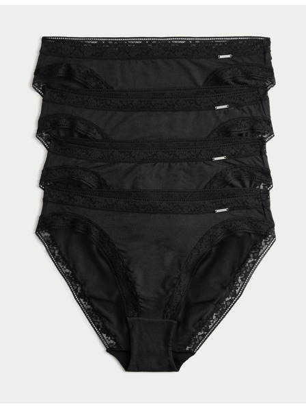 Marks & Spencer 4 бр. бикини с високи крачоли от модал с коприна Marks & Spencer черна