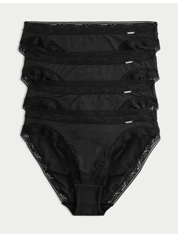 Marks & Spencer 4 бр. бикини с високи крачоли от модал с коприна Marks & Spencer черна