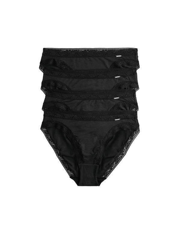 Marks & Spencer 4 бр. бикини с високи крачоли от модал с коприна Marks & Spencer черна