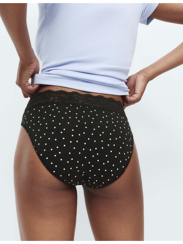 Marks & Spencer Дантелени бикини от памук с lycra, 5 бр. в опаковка Marks & Spencer кафява