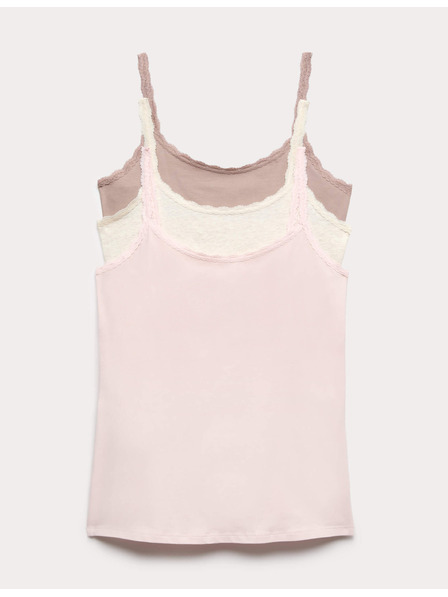 Marks & Spencer Потник с дантелена отивка и висок процент памук, 3 бр. Marks & Spencer бежова