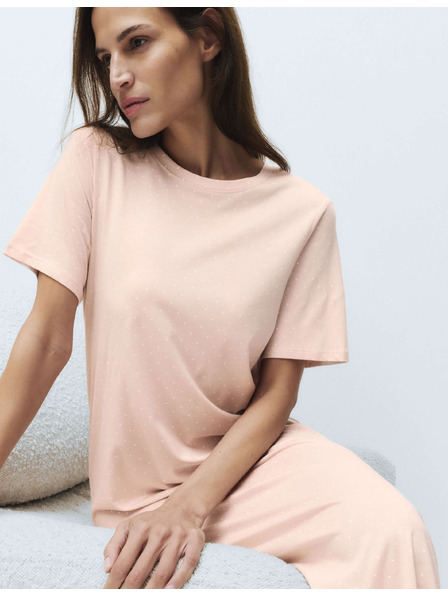 Marks & Spencer Дълга нощница с печат от памук и модал Marks & Spencer розова