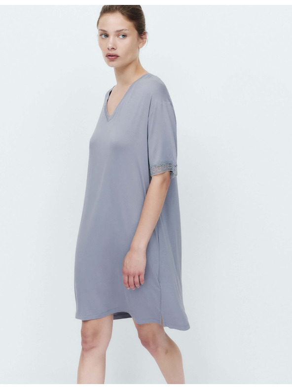Marks & Spencer Къса нощна риза с дантелен детайл Marks & Spencer синя