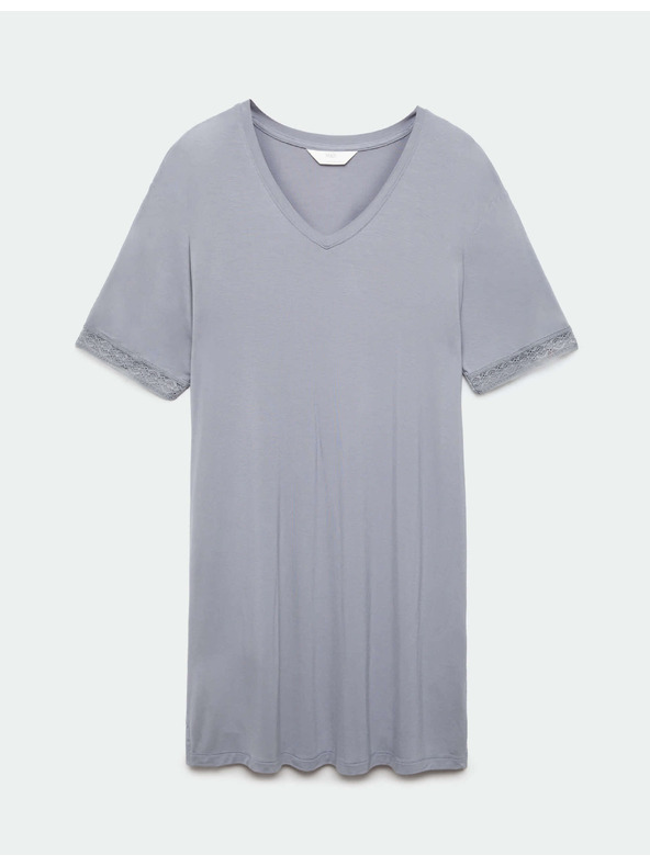Marks & Spencer Къса нощна риза с дантелен детайл Marks & Spencer синя