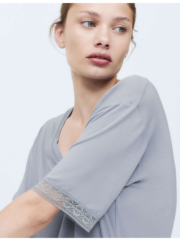 Marks & Spencer Къса нощна риза с дантелен детайл Marks & Spencer синя