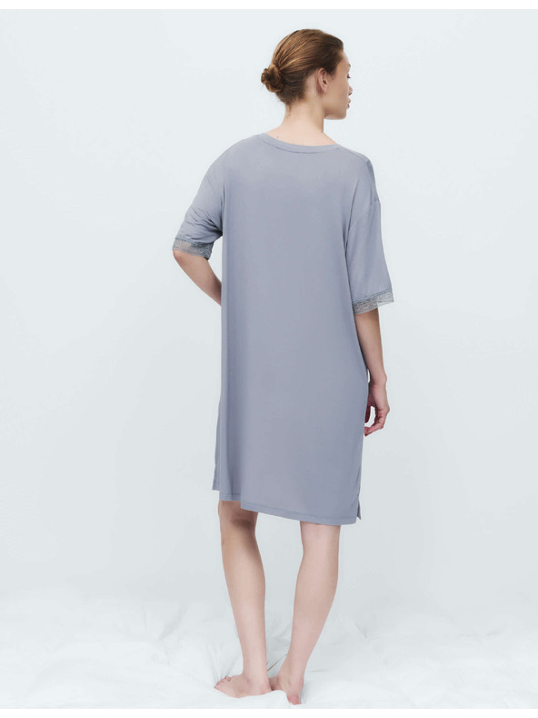 Marks & Spencer Къса нощна риза с дантелен детайл Marks & Spencer синя
