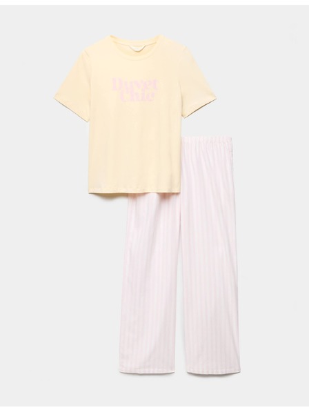 Marks & Spencer Чисто памучна пижамна гарнитура Marks & Spencer жълта