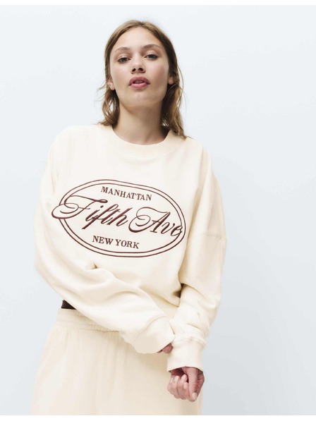 Marks & Spencer Суитшърт с високо съдържание на памук, с бродерия и видими шевове Marks & Spencer крем