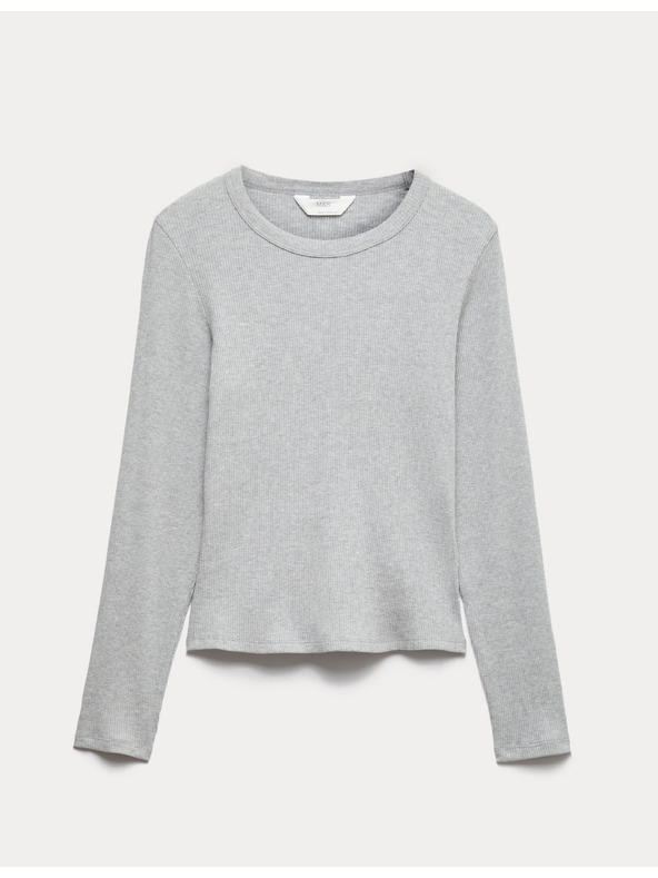 Marks & Spencer Пижамна горничка с ребрав плот с обработка Cool Comfort™ от памук и модал Marks & Spencer сива