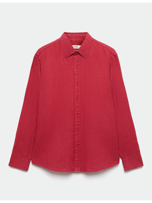 Marks & Spencer Риза от чист лен Marks & Spencer червена