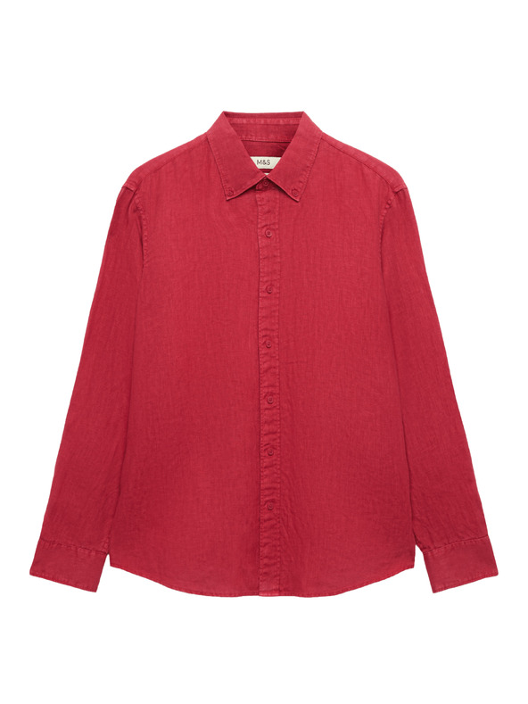 Marks & Spencer Риза от чист лен Marks & Spencer червена