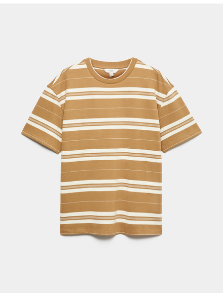 Marks & Spencer Тениска от чист памук с французко ребро Marks & Spencer кафява