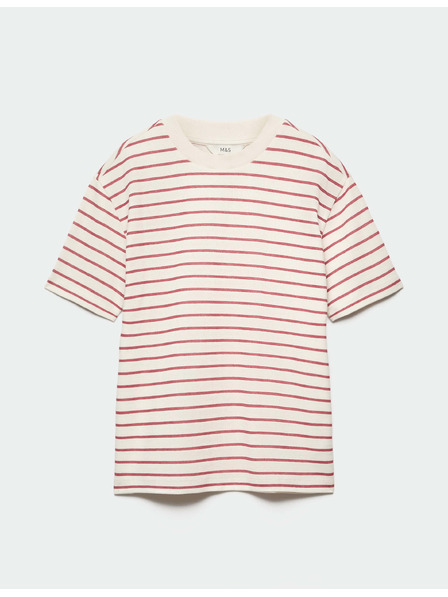 Marks & Spencer Тениска Breton с текстура и висок дял на памук Marks & Spencer червена