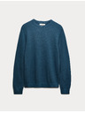 Marks & Spencer Текстуриран пуловер с врат от чист памук Marks & Spencer синя