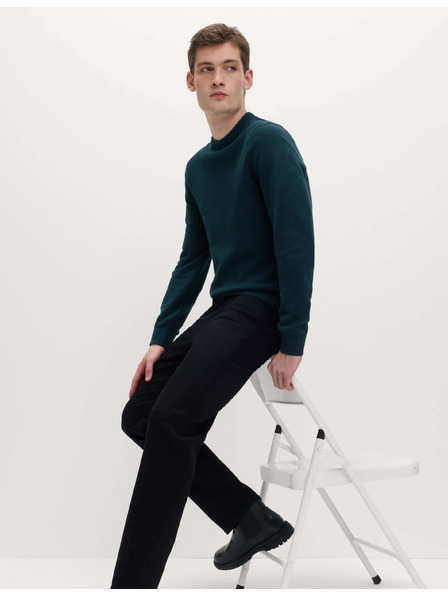 Marks & Spencer Текстуриран пуловер с врат от чист памук Marks & Spencer синя