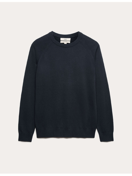 Marks & Spencer Суитшърт от чист памук с деколте до врата Marks & Spencer морско синя