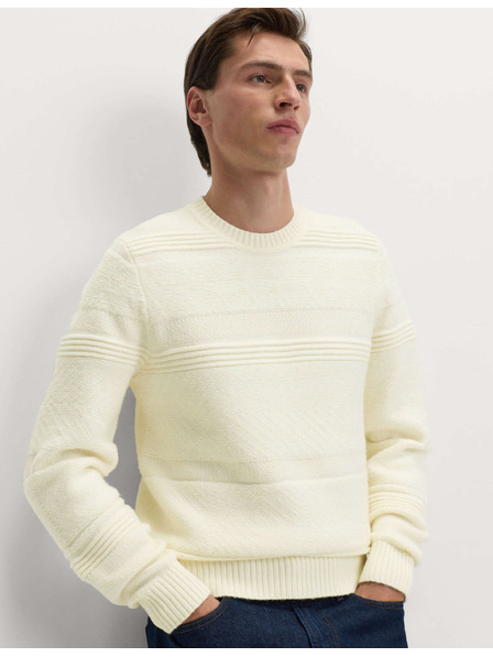 Marks & Spencer Текстуриран пуловер с кръгъл врат с вълна Marks & Spencer кремава