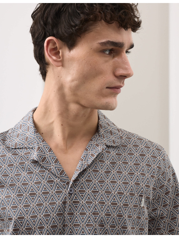 Marks & Spencer Пижамен топ с печат, с висок дял на памук Marks & Spencer синя