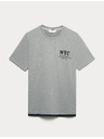 Marks & Spencer Домашен топ от чист памук с графичен мотив NYC Marks & Spencer сив