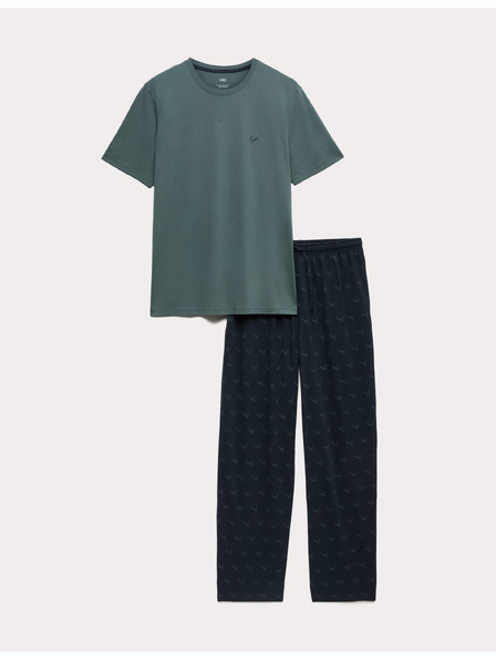 Marks & Spencer Пижамен комплект от чист памук Marks & Spencer зелен