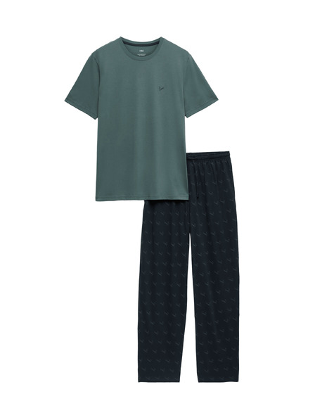 Marks & Spencer Пижамен комплект от чист памук Marks & Spencer зелен