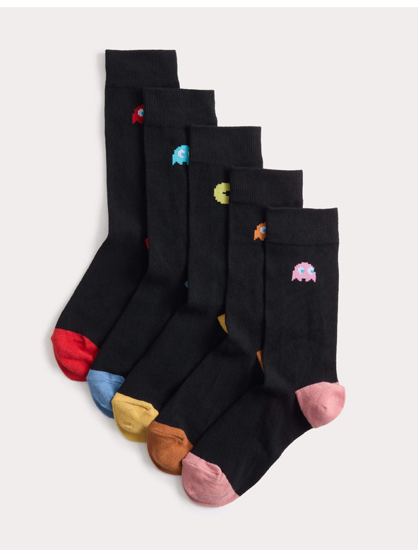 Marks & Spencer Чорапи Pac-Man™ с висок дял памук, 5 чифта Marks & Spencer черни
