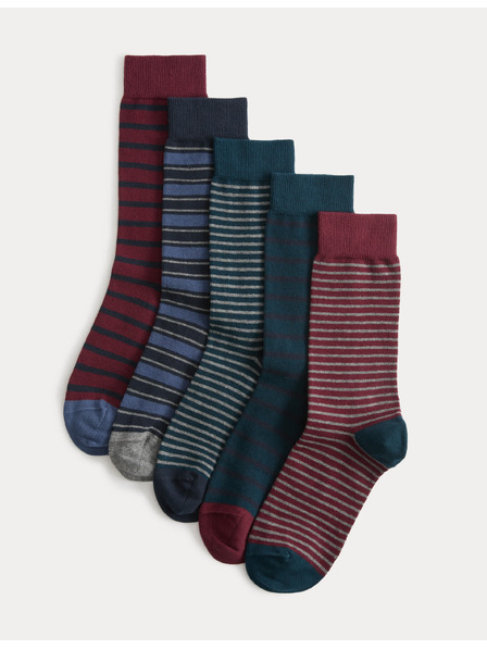 Marks & Spencer Раирани чорапи с технология Cool & Freshfeet™, 5 чифта Marks & Spencer многоцветни