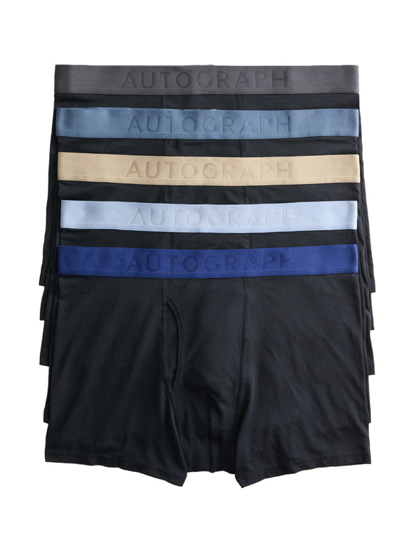 Marks & Spencer Изключително мекки памучни боксерки, 5 бр. в опаковка Marks & Spencer черен